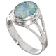 925 Silver Blue Natural Australian Opal Sterling Sz 9 Ring