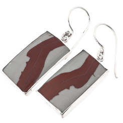 925 Silver Matched Cherry Creek Jasper Sterling Drop Dangle Earrings, 7/8"