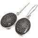 925 Silver Black Fossil Coral Sterling Drop Dangle Earrings, 5/8"