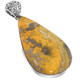 925 Silver Handmade Pear Bumble Bee Jasper Yellow Sterling Pendant, 2 1/2"