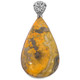 925 Silver Handmade Pear Bumble Bee Jasper Yellow Sterling Pendant, 2 1/2"