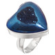 Heart Cobalt Blue Titanium Druzy Drusy Sterling Silver Adj Sz 8 Ring