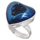 Heart Cobalt Blue Titanium Druzy Drusy Sterling Silver Adj Sz 8 Ring