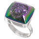 Square Violet Blush Titanium Agate Druzy Drusy Sterling Silver Adj Sz 9 Ring