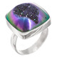 Square Violet Blush Titanium Agate Druzy Drusy Sterling Silver Adj Sz 8 Ring