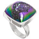 Square Violet Blush Titanium Agate Druzy Drusy Sterling Silver Adj Sz 7 Ring