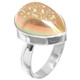 925 Silver Gold Pink Azalea Titanium Agate Druzy Sterling Adj Sz 9 Ring, 3/4"