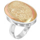 925 Silver Sparkling Titanium Druzy Pink Gold-tone Sz 9 Adjustable Ring, 1"