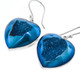 925 Silver Heart Cobalt Blue Titanium Agate Druzy Drusy Sterling Earrings, 7/8"