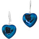 925 Silver Heart Cobalt Blue Titanium Agate Druzy Drusy Sterling Earrings, 7/8"