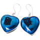 925 Silver Heart Cobalt Blue Titanium Agate Druzy Drusy Sterling Earrings, 7/8"