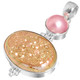 925 Silver Pink gold-tone Titanium Agate Druzy Mabe Pearl Sterling Pendant, 2"