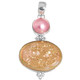 925 Silver Pink gold-tone Titanium Agate Druzy Mabe Pearl Sterling Pendant, 2"