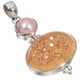 925 Silver Pink gold-tone Titanium Agate Druzy Mabe Pearl Sterling Pendant, 2"
