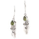 925 Silver White Freshwater Stick Pearl Peridot Sterling Filigree Earrings, 7/8"
