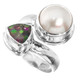 925 Silver South Sea Cultured Mabe Pearl Genuine Mystic Topaz Ring