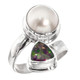 925 Silver South Sea Cultured Mabe Pearl Genuine Mystic Topaz Ring