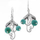 925 Silver Turquoise Leaf Design Sterling Earrings, 7/8"