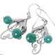 925 Silver Turquoise Leaf Design Sterling Earrings, 7/8"
