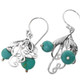 925 Silver Turquoise Leaf Design Sterling Earrings, 7/8"