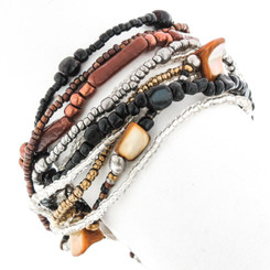 8" Handmade Mixed Glass Beads And Shell Bracelet, Choose Color