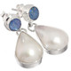 925 Silver Australian Opal Pear Blue White Pearl Sterling Stud Earrings, 1 1/4"