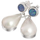 925 Silver Australian Opal Pear Blue White Pearl Sterling Stud Earrings, 1 1/4"