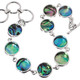 Blue Green New Zealand Paua Abalone Shell 925 Sterling Silver Bracelet, 6.5-7.5"