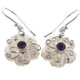 925 Silver White Mother Of Pearl Shell Flower Purple Amethyst Earrings, 0.8"