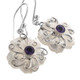 925 Silver White Mother Of Pearl Shell Flower Purple Amethyst Earrings, 0.8"