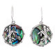 925 Silver Bamboo Design Blue Green Paua Abalone Sterling Earrings, 13/16"