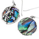 925 Silver Bamboo Design Blue Green Paua Abalone Sterling Earrings, 13/16"
