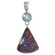 925 Silver Topaz Cobalt Titanium Druzy Drusy Sterling Pendant, 1 3/4"