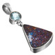 925 Silver Topaz Cobalt Titanium Druzy Drusy Sterling Pendant, 1 3/4"
