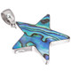 925 Silver Star Blue Green Paua Abalone Shell Sterling Pendant, 1 1/2"