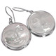 925 Silver Mother Of Pearl Sun Moon Face Hand Carving Sterling Earrings, 3/4"