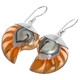 925 Silver Honey Open Chamber Nautilus Shell Sterling Earrings, 1 1/4"