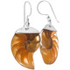 925 Silver Honey Open Chamber Nautilus Shell Sterling Earrings, 1 1/4"