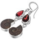 Ammonite Fossil Red Garnet 925 Sterling Silver Drop Dangle Earrings, 1 3/8"