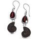 Ammonite Fossil Red Garnet 925 Sterling Silver Drop Dangle Earrings, 1 3/8"