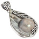 925 Silver Teardrop Filligree Cultured Mabe Blister Pearl Shell Pendant, 2 3/8"