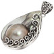 925 Silver Teardrop Filligree Cultured Mabe Blister Pearl Shell Pendant, 2 3/8"