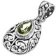 925 Silver Pear Teardrop Peridot Scroll Filigree Sterling Pendant, 1 1/4"