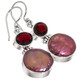 925 Silver Burgundy Freshwater Coin Pearl Red Garnet Sterling Earrings, 1"
