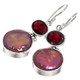 925 Silver Burgundy Freshwater Coin Pearl Red Garnet Sterling Earrings, 1"