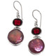 925 Silver Burgundy Freshwater Coin Pearl Red Garnet Sterling Earrings, 1"
