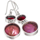 925 Silver Burgundy Freshwater Coin Pearl Red Garnet Sterling Earrings, 1"
