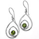 925 Silver Artful Looping Teardrop Hoops Peridot Sterling Earrings, 3/4"
