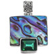 925 Silver New Zealand Paua Abalone Shell Green Quartz Sterling Pendant, 1 1/2"