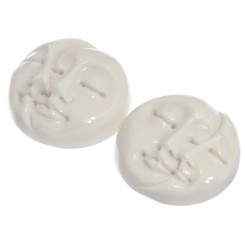 20mm Matched Pair Closed Eyes Moon Sun Face Bison Bone Cab Bead Cabochon, 13/16"